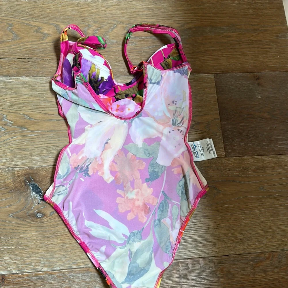 Diva by Rachel Pappo floral Tropical one piece swimsuit Hawaii Barbicore Pink - Picture 12 of 17